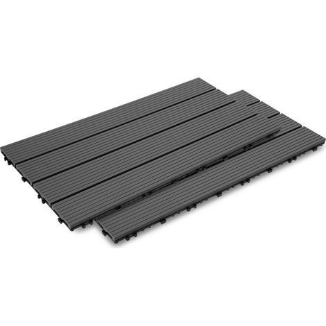 SWANEW Piastrella per terrazza Piastrelle per giardino ad incastro Rivestimento Piastrelle ad incastro in legno composito WPC 60x30 antracite 36pz
