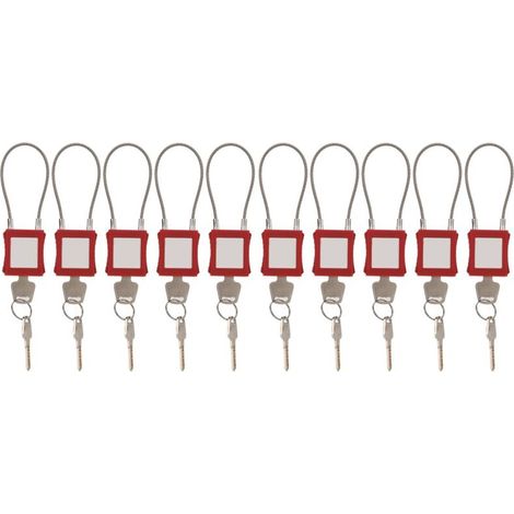 Serrures de Verrouillage, 10 Ensembles Câble en Acier Électrique Serrures de Verrouillage S'entrouvrant, Étiquettes Effaçables Cadenas à clé Serrures de sécurité pour les Portes (1/5)