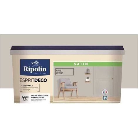 RIPOLIN Satin Ultra Deckende Farbe für Küche, Schlafzimmer, Wohnzimmer, Bad, Eingang, Flur - Grau Cetus (1/3)