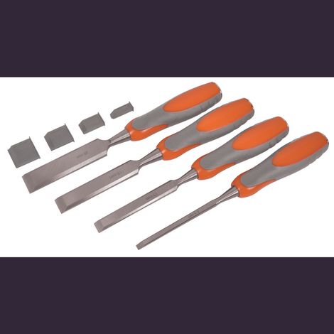Stechbeitelsatz mit gehärteten Stahlklingen, 6.5, 13, 19, 25 mm Breite AVIT AV10010