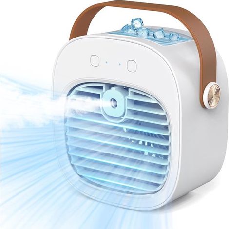 Condizionatore d'aria portatile，Mini condizionatore ricaricabile (5200 mAh) con 3 velocità，autonomia di 5-10 ore，ufficio e uso esterno. (Bianco) (1/5)