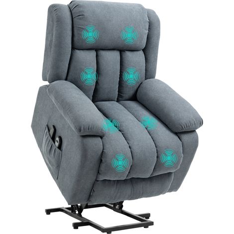 Fauteuil électrique releveur inclinable à 135° en tissu effet lin avec repose-pieds, gris (1/5)