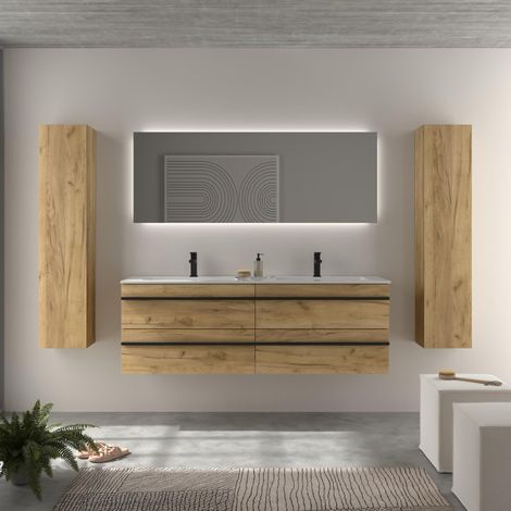 Mueble de Baño BORN 160cm Roble Lavabo Vilna Solid Surface (1/4)