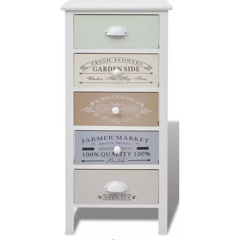 Chiffonnier blanc 5 tiroirs en bois Frenchy - Style authentique et élégant (1/5)