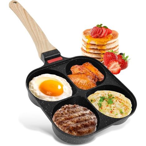 4-Loch-Pfannkuchenpfanne Antihaft-Pfannkuchenpfanne Eierpfanne Omelettpfanne Spiegeleiform Geeignet für Induktions und Gasherde Frühstückspfanne (1/5)