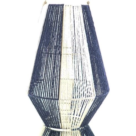 VAN DER LEEDEN Laterne Blau & Weiß Ø 35 cm Höhe 50 cm - Papierseil & Metall (1/3)