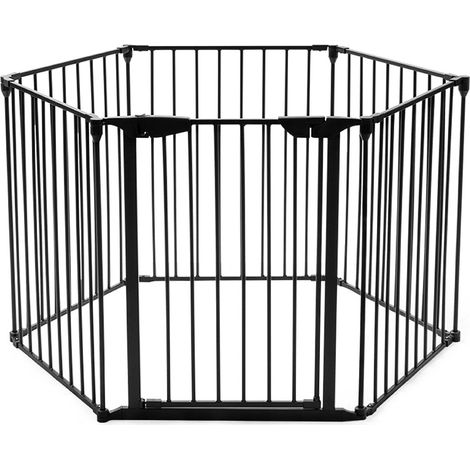 Puerta de seguridad con puerta de 380 x 75 cm para chimenea y escalera diseño moderno en acero negro 200010628