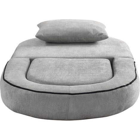 Sofá cama plegable convertible en chenilla gris claro con cojín (1/5)