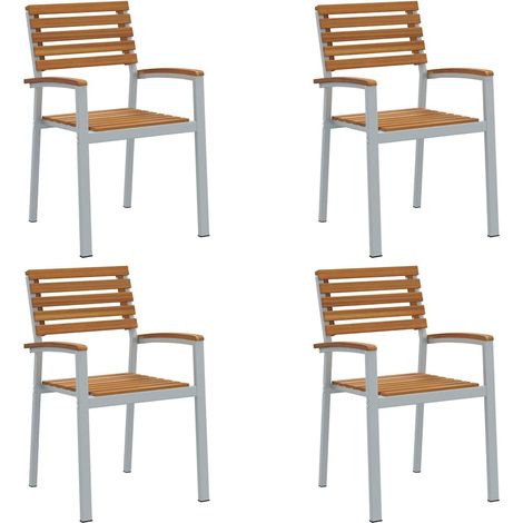 vidaXL Sedia da Giardino 4 pz Marrone Legno di Acacia Massello (1/5)