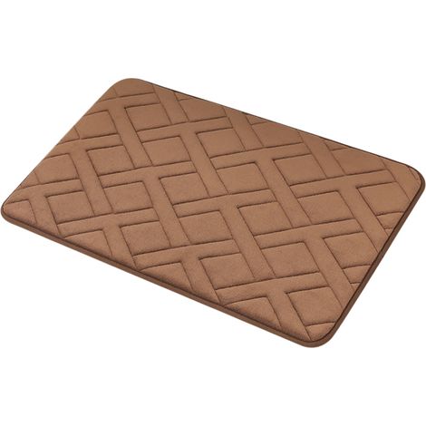 Tapis De Bain - Antidérapant - Absorbant Rapide - Pour Salle De Bain Devant Baignoire Douche Lavabo - 40x60 cm - Café - 1 Pièce (1/5)