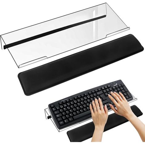 Support Clavier Ordinateur en Acrylique Antidérapant, Repose-Poignets Inclinable pour Bureau et Maison