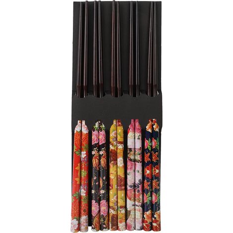 Baguettes En Bois De Santal Rouge - Design Décoratif Fait Main - Antidérapantes Et Résistantes À La Chaleur - Pour Sushi Et Nouilles - Lot De 5 Paires (1/2)