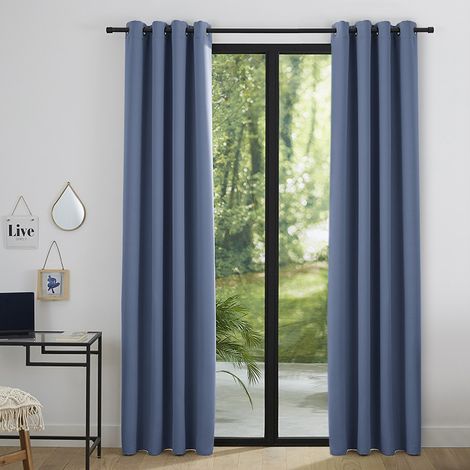 Lot de 2 rideaux occultants 140 x 260 cm – 100% polyester – Obscurcissant et isolant thermique – 8 œillets pour installation facile