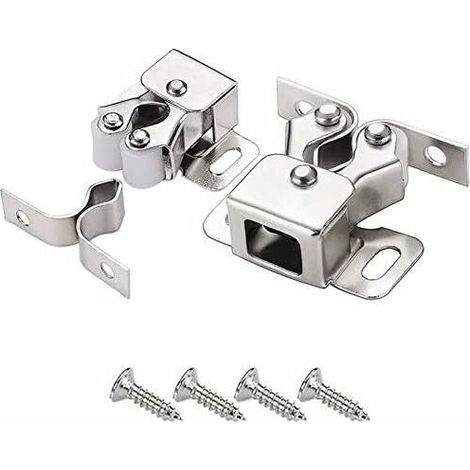 Ferme-portes 8 Pièces, Argent Poli Fermetures pour Portes, Placards et Tiroirs,Armoire Catches (1/4)