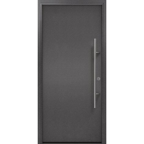 Puerta de entrada metálica PRO antracita CH703 B1100mm H2100mm DIN derecha RC2 n. DIN EN1627