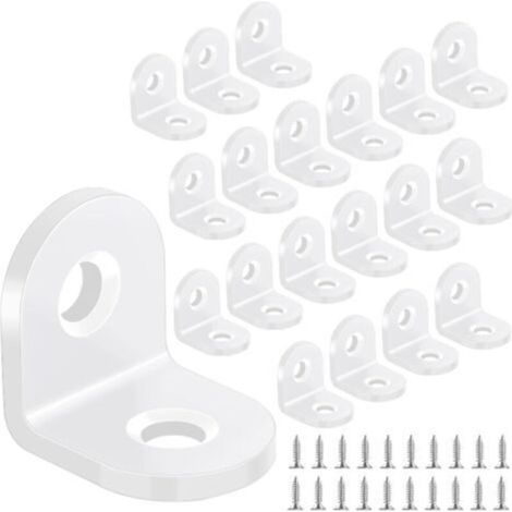 White carbon steel fixing brackets 20 × 20 mm – Pack of 20 pieces for wooden furniture