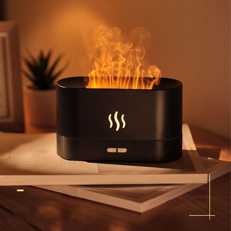 Diffuseur d'arômes à flamme, humidificateur à diffusion de parfum d'air à flamme, diffuseur à flamme 7 couleurs, mini humidificateur à flamme silencieux pour la maison, la chambre, le bureau à domicil (1/5)