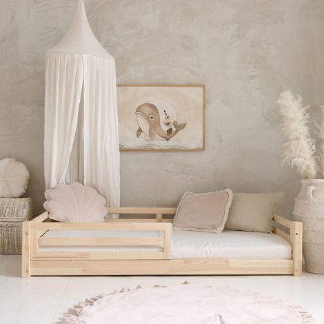 Cama 90x190 con barandillas y somier patas 1 cm Myléna Madera