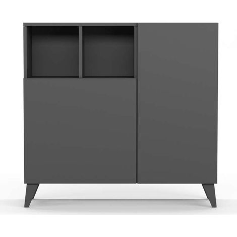 Recibidor zapatero 2 puertas acabado grafito. 87 cm (alto) x 90 cm (ancho) x 27 cm (prof.) (1/4)