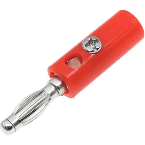 Rs Pro – Fiche banane 4 mm mâle rouge 32A 30V – Connecteur laiton nickelé – Pour cordons de test – Lot de 5 unités (1/2)