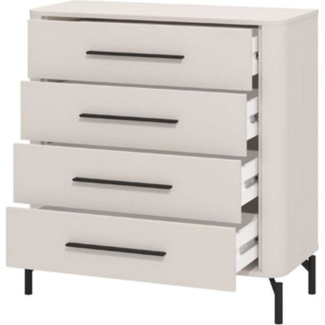 Cómoda Mogoro, 4 Cajones, Apertura y Cierre Deslizante, 90x40x94h cm Blanco