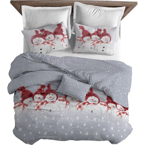 Copripiumino Felpato 100% Cotone di Flanella Linea Snowman Prodotto Italiano Sacco e Federe  Singolo - Rosso (1/3)