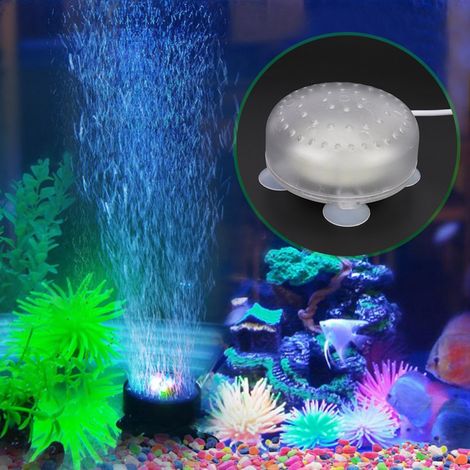 Lampe d'aération LED mini ronde étanche en plastique pour aquarium, submersible, à bulles d'air (lumière blanche et bleue) (1/5)