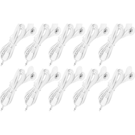 10 fils d'électrodes TENS 2-en-1 avec connecteur DC 3.5mm, câble de 1.5m, lot de 10 pour électrostimulation et thérapie musculaire (1/5)