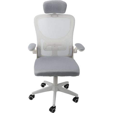 Chaise de bureau confortable en maille, dossier haut, soutien lombaire, appui-tête 3D, accoudoirs pivotants à 90°, roulettes, coloris gris gaming. (1/5)