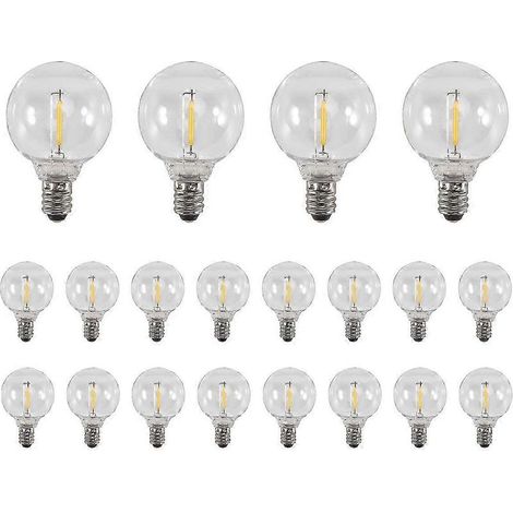 Lotto di 20 lampadine LED G40 sostituzione, vite E12, infrangibili, ghirlanda solare. (1/5)