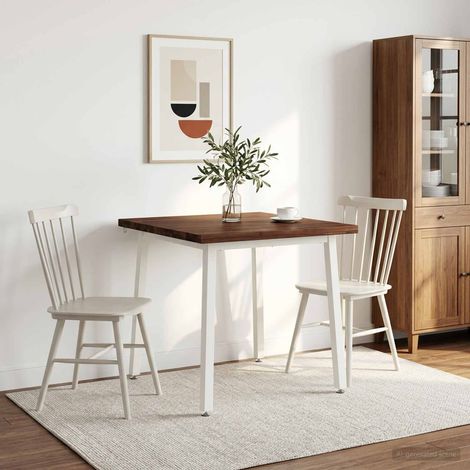 vidaXL 60 x 55 x 75 cm Bois d'Acacia Massif Marron foncé et Blanc (1/5)