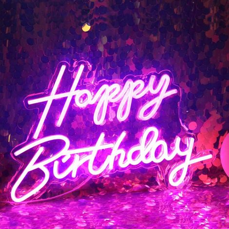 1 Panneau néon LED, Happy Birthday, Acrylique, Dimmable, USB 5V, Décoration murale (1/5)