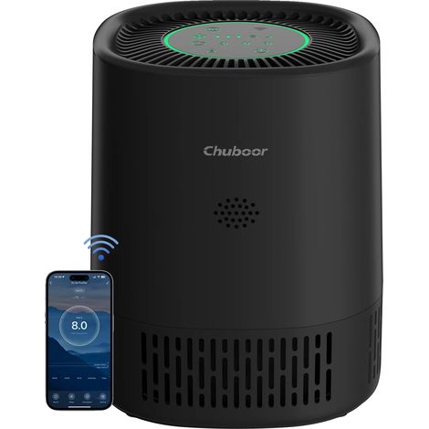 Purificateur d'air, filtre HEPA H13, design compact, wifi-noir (1/2)