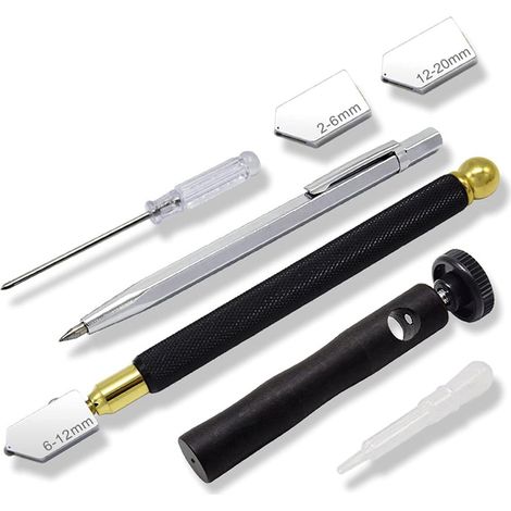 Glass Cutter - 3 Têtes De Coupe En Alliage - Pour Découpe De Verre - Kit Complet Avec Stylo Marqueur Et Accessoires - 1 Set (1/5)