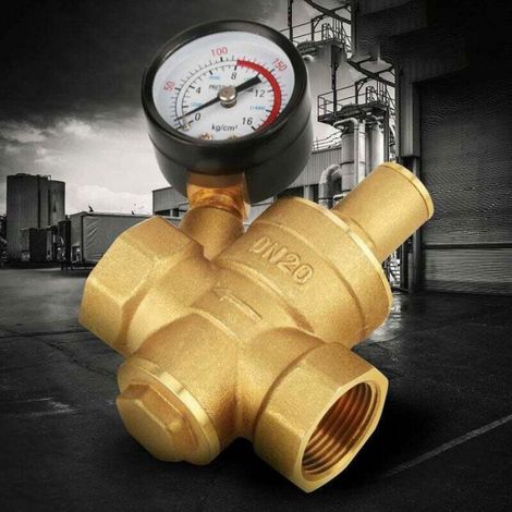 Réducteur pression d'eau DN20 laiton réglable avec manomètre (1/5)