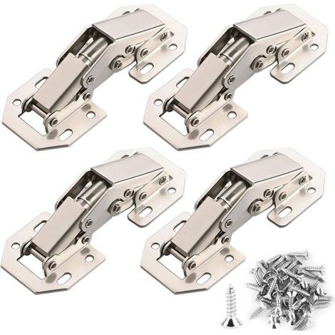 4PCS Charnière Porte Placard 90 Degrés avec Vis Amortisseur Piston Compression Support Relevable Accessoire Meubles Coin 77mm x 32mm (1/4)