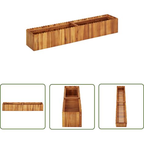 The Living Store Lit surélevé de jardin 150x30x25 cm Bois massif d'acacia - Jardinière En Bois - Bac De Plantation - Pot De Fleurs Extérieur - Mobilier De Jardin - Décoration Extérieure (1/5)