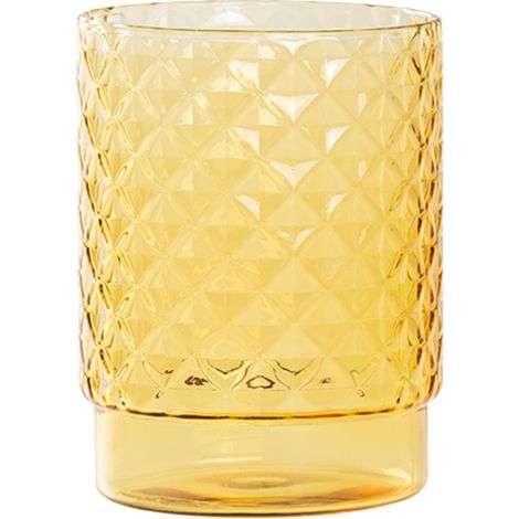 Isolano Lot De 4 Verres Tumbler Empilables En Verre Borosilicaté Soufflé À La Main Avec Décoration Diamant Couleur Jaune Or Pour Table Et Bar (1/2)
