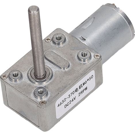 Moteur à réduction CC stable, silencieux, à faibles pertes, léger, à engrenage à vis sans fin, 24 V CC, 2 tr/min, filetage M6 x 50 mm (1/5)