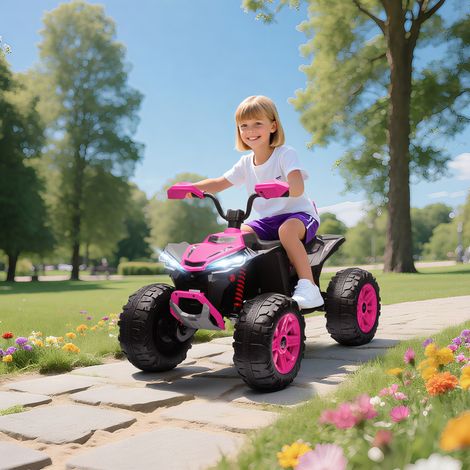 Quad Eléctrico para Niños de 3-8 Años 24V con 2 Motores Velocidad hasta 6,5 km/h Ruedas con Suspensión Rosa (1/5)