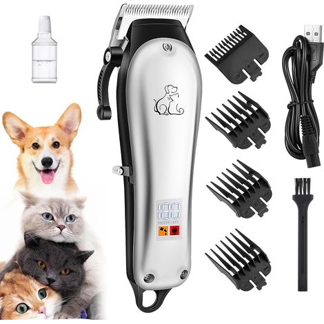 Tondeuse de Toilettage électrique pour Chien, Professionnelle Tondeuse Chien Chat, USB Rechargeable Sans Fil Outils de Faible Bruit Toilettage pour Animaux De Compagnie pour Chiens Chats (1/5)