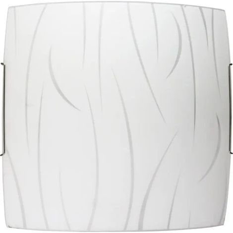Plafoniera Simone Ø 30 cm H 30 cm P 10 cm aus weißem Glas mit Stahlhaken