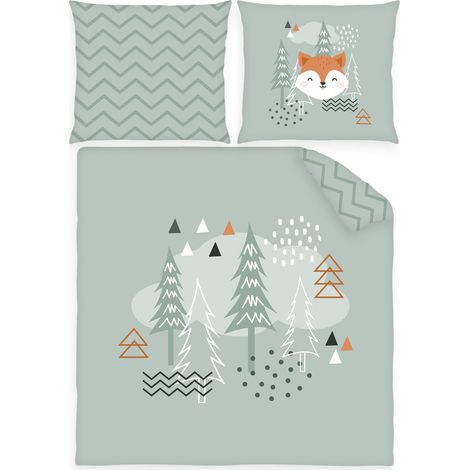 Linge de lit pour bébé, taie d'oreiller 35 x 40 cm, Housse de Couette 80 x 80 cm, avec Rabat, 100% Coton (1/5)