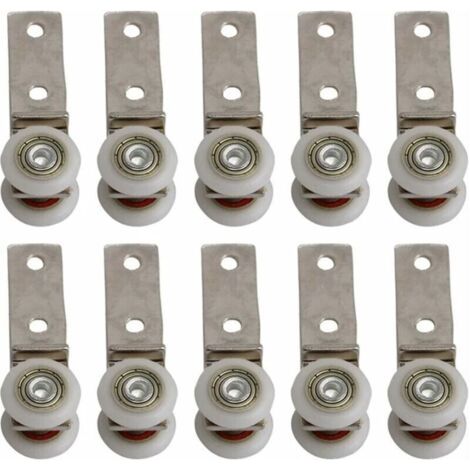 CSPARCV 10-pack 1.9 cm metal tube angle bearing roller block with two plastic rollers for sliding doors, windows and cabinets--DTEKGAZ