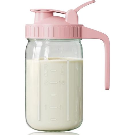 Milchkännchen 946 ml (32 oz) Glas Einmachglas mit luftdichtem Ausgießer zur Aufbewahrung von Milch, Muttermilch, Eistee und eiskalten Getränken R (1/5)