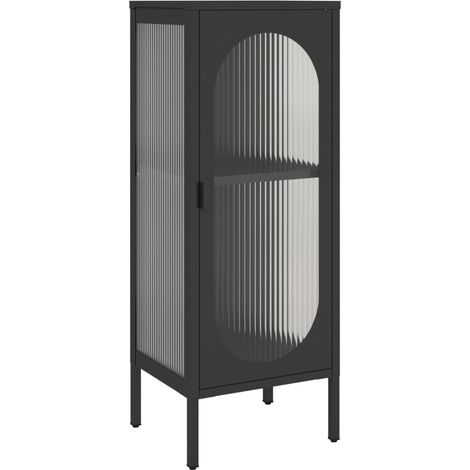Schwarzer Buffet 40x35x105 cm Glas und Stahl