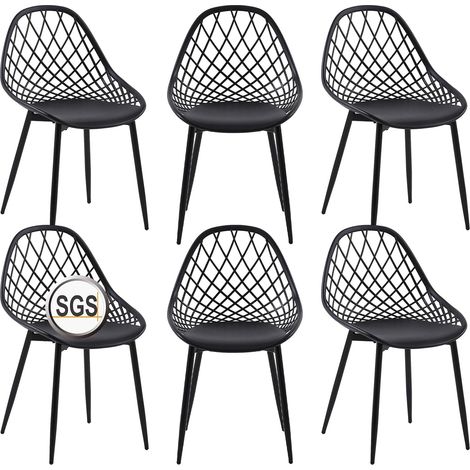H.J Wedoo – Lot de 6 chaises de jardin en polypropylène et fer – Pieds réglables – Charge maximale 160 kg – Dimensions 42x47x84 cm