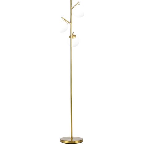 Lampadaire salon 3 abat-jours verre-40W douille E27-design contemporain-hauteur-27x27x169cm (1/5)