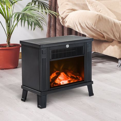 cheminée électrique cheminée électrique cheminées cheminée debout avec effet flamme 600/1 200 W, métal, noir, 34x17x31 cm (1/5)