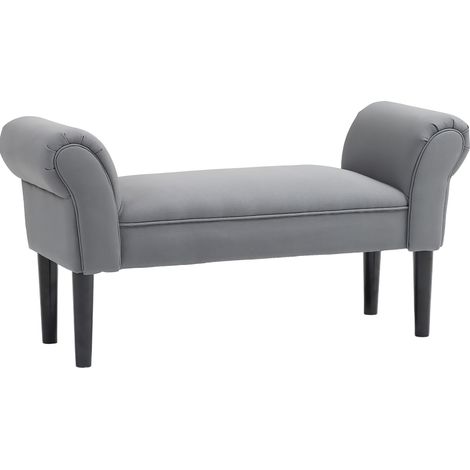 Banco tapizado para dormitorio o recibidor 102 x 36 x 51 cm tela gris oscuro HOMVRA (1/5)
